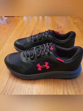 Under Armour Men's Black Running Sneakers with Red Logo Accents